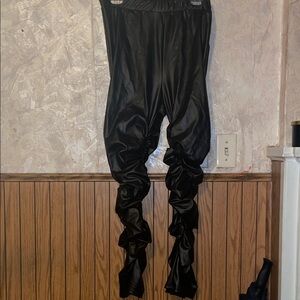 Black faux leather stacked fashion nova pants (2X)